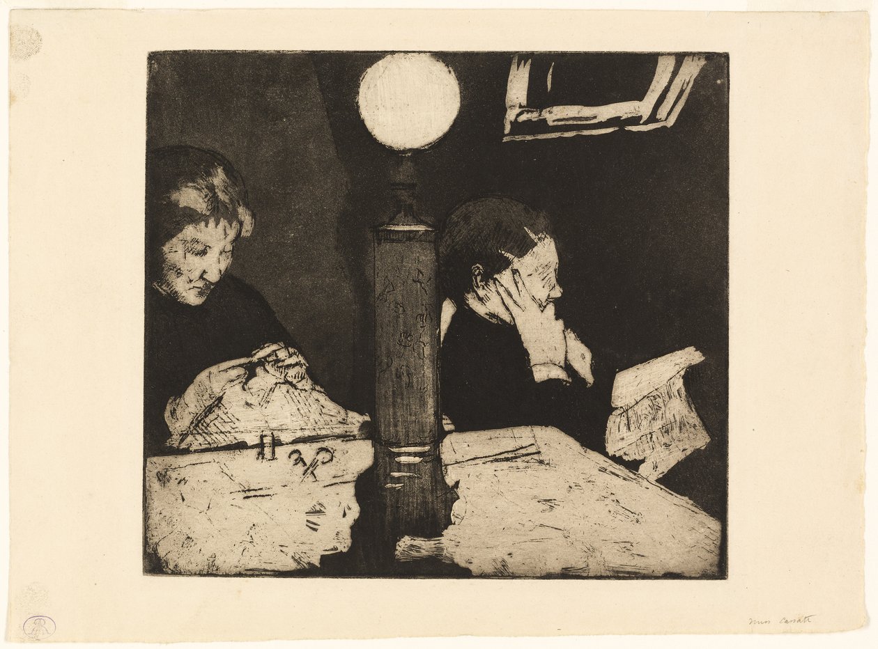 Bajo la lámpara, c.1882 de Mary Cassatt