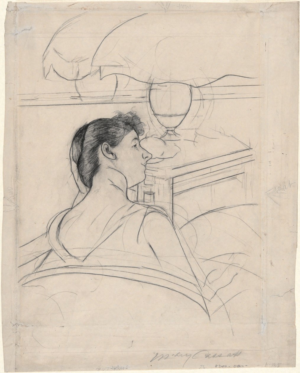 mujer y lámpara de Mary Cassatt