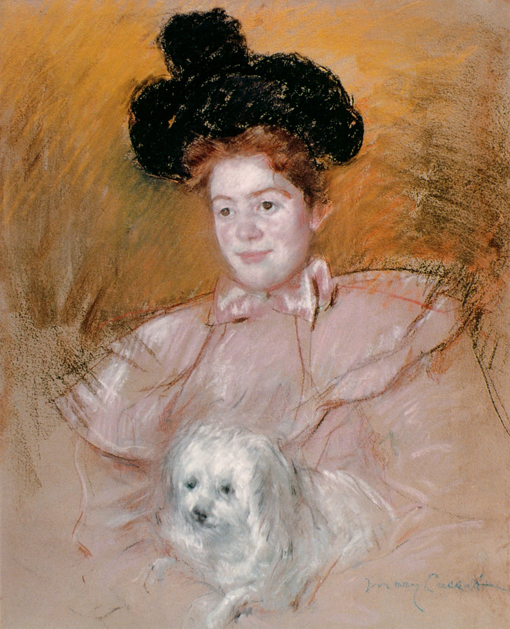 Mujer sosteniendo un perro de Mary Cassatt