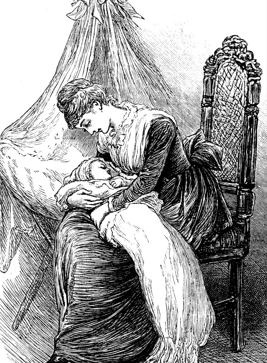 Una joven madre abrazando a su hijo de Mary Ellen Edwards
