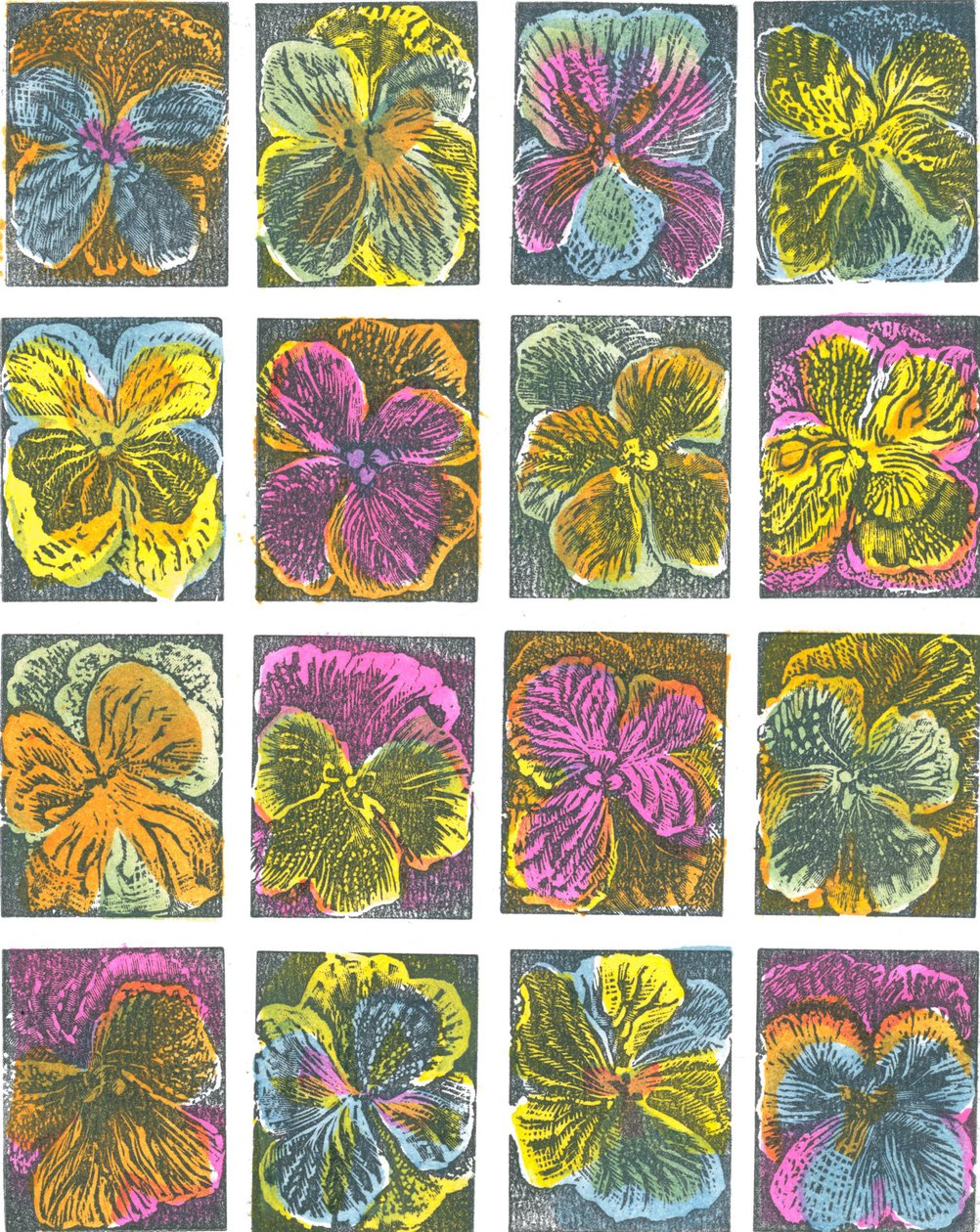 Pensamientos eléctricos, 2016 (grabado en vinilo, pochoir) de Mary Kuper