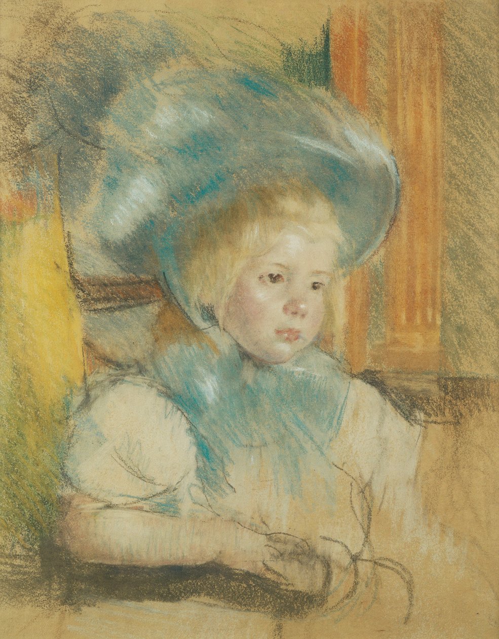 Simone con un sombrero de plumas de Mary Cassatt