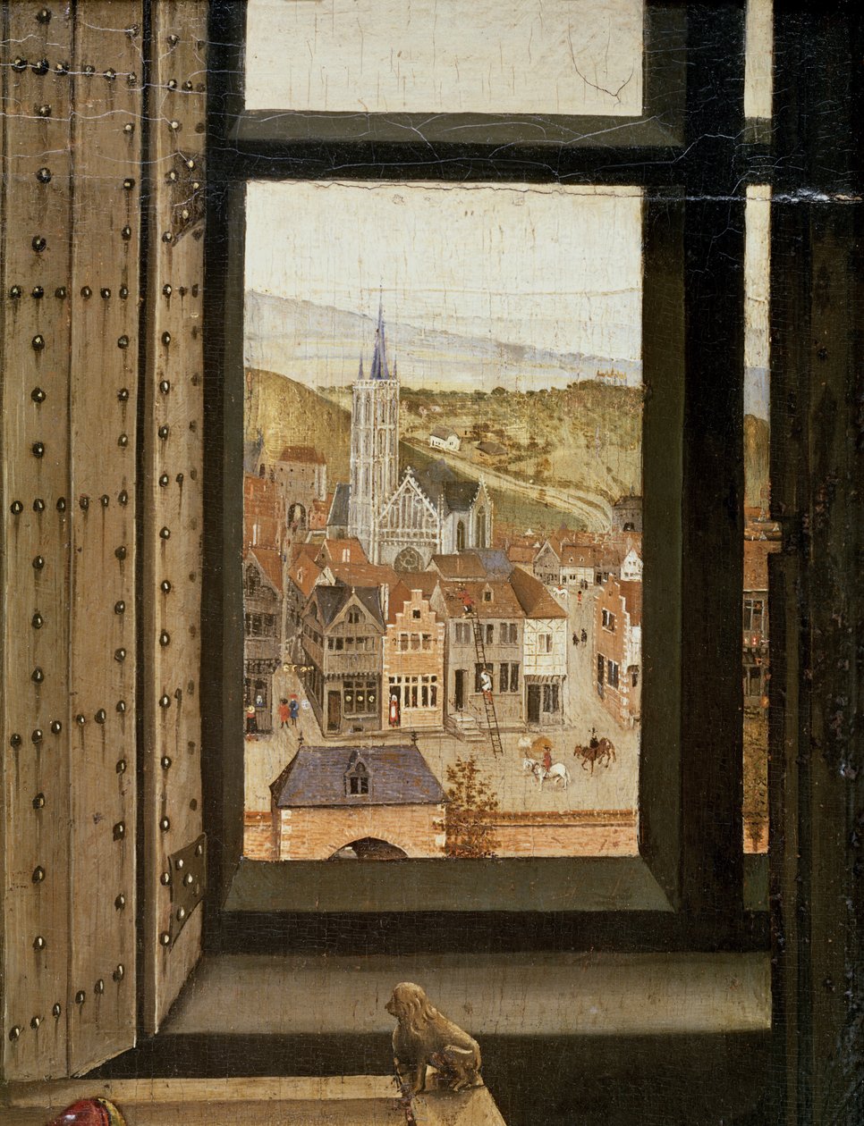 Virgen y Niño ante una pantalla de fuego, c.1440 (detalle) de Master of Flémalle