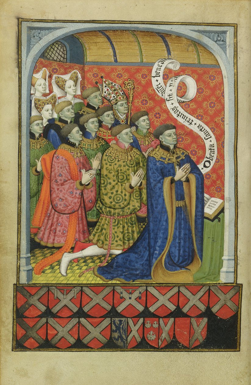 La familia Neville en oración, del Libro de Horas de Neville, 1430-35 de Master of the Munich Golden Legend