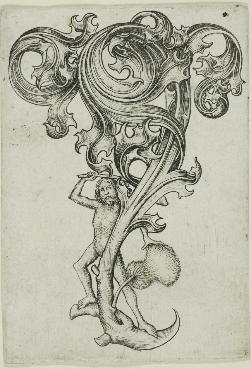 Ornamento de cardo con hombre salvaje de Master E.S.