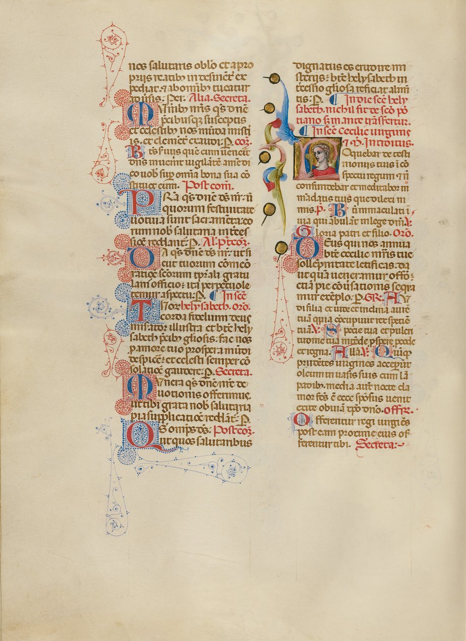 Inicial L: Santa Cecilia de Master of the Brussels Initials