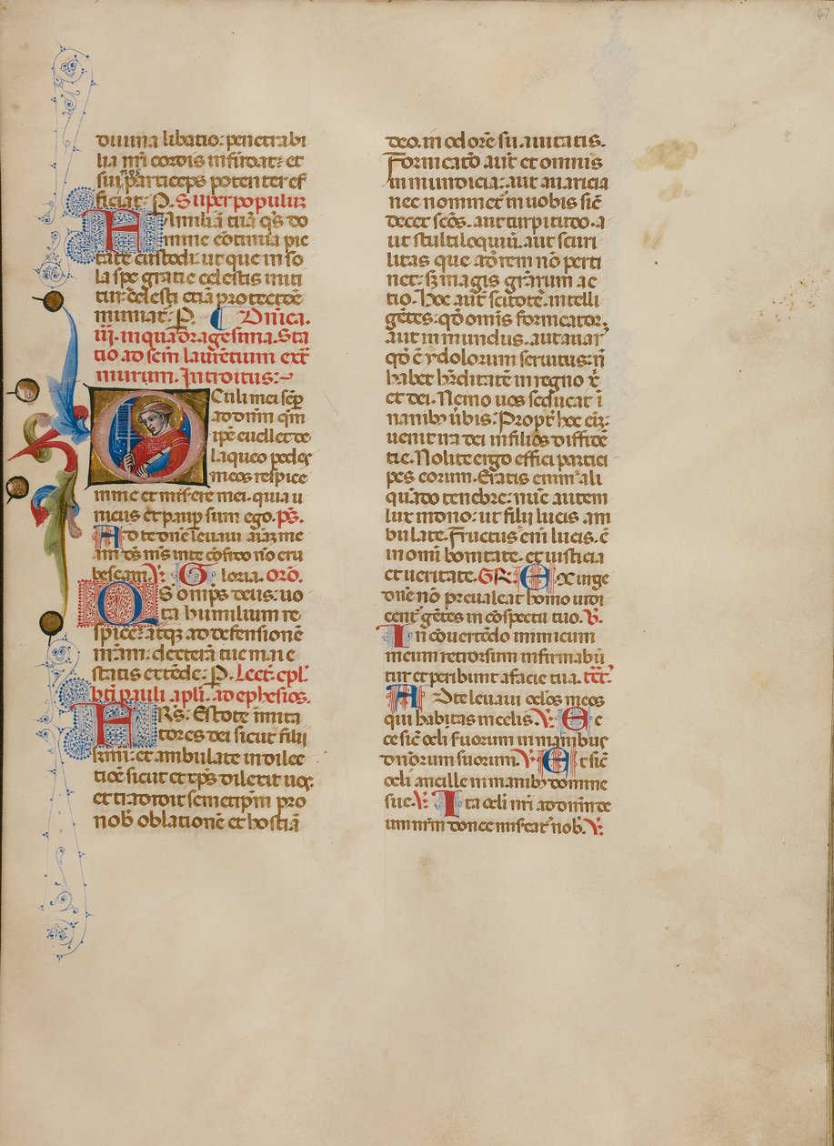 Inicial O: San Lorenzo de Master of the Brussels Initials