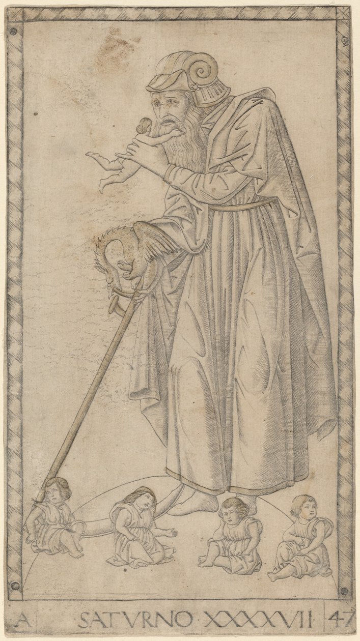 Saturno de Master of the E Series Tarocchi