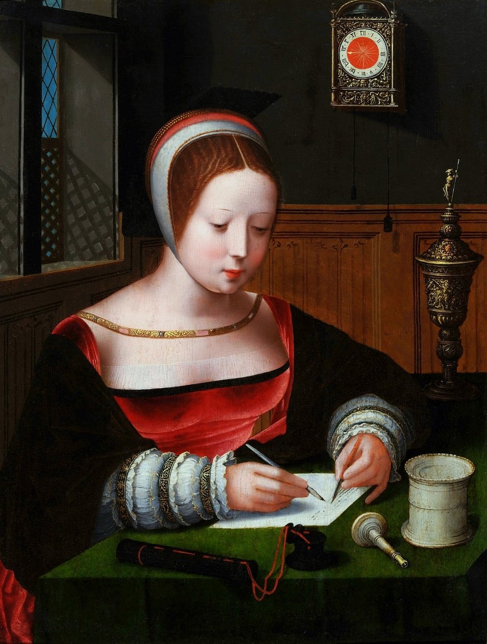 María Magdalena escribiendo. de Master of the Female Half Lengths