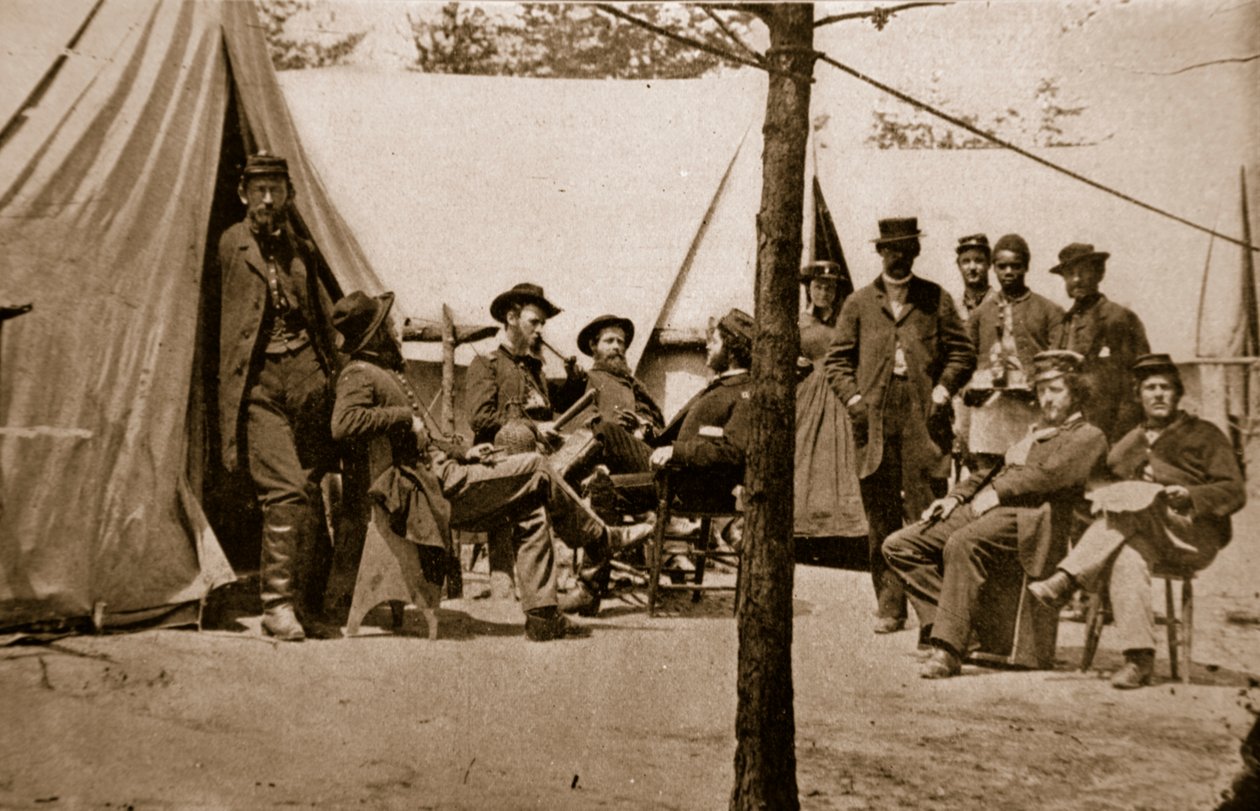 Campamento del Capitán Wiley, Cuartel en la Estación de Stonington, 1861-65 de Mathew B. Brady