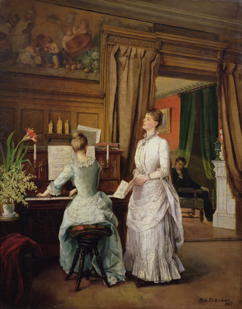Mujeres en la sala de música de Mathilde Dietrichson