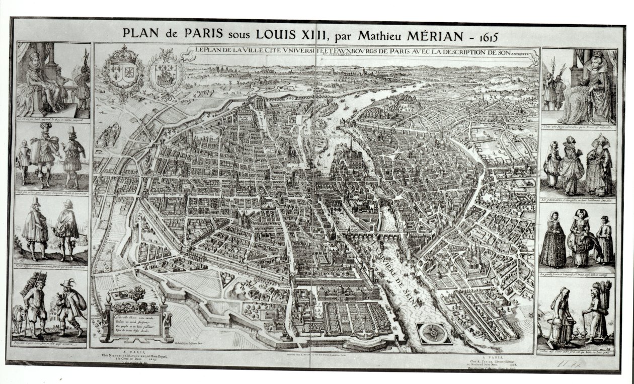 Plano a vista de pájaro de París, 1615 de Matthaus the Elder Merian