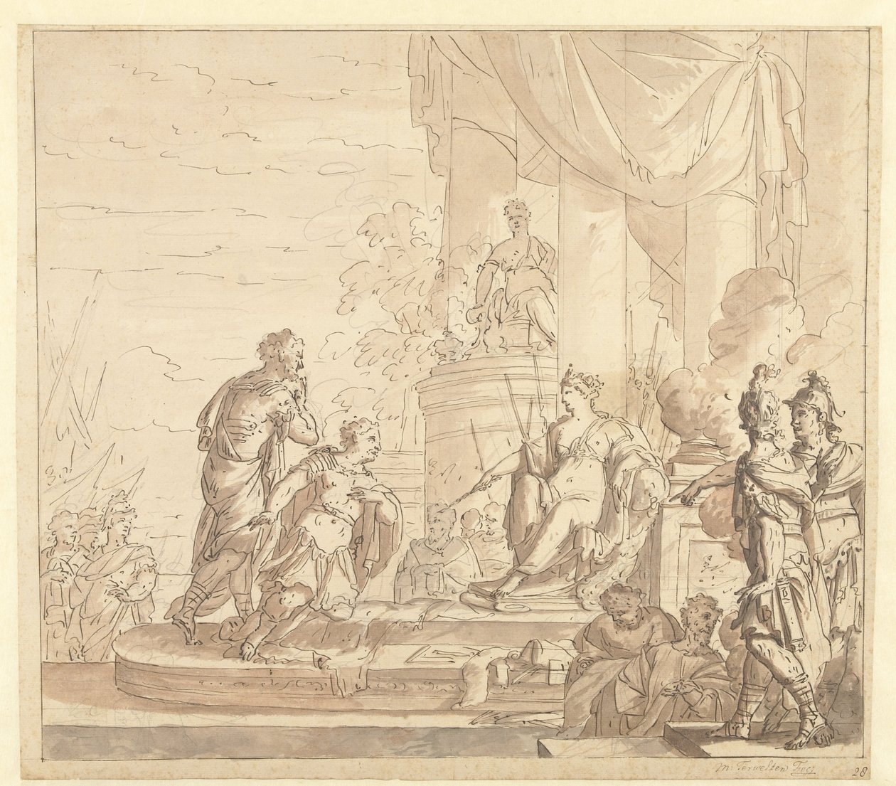 Eneas con Dido de Mattheus Terwesten