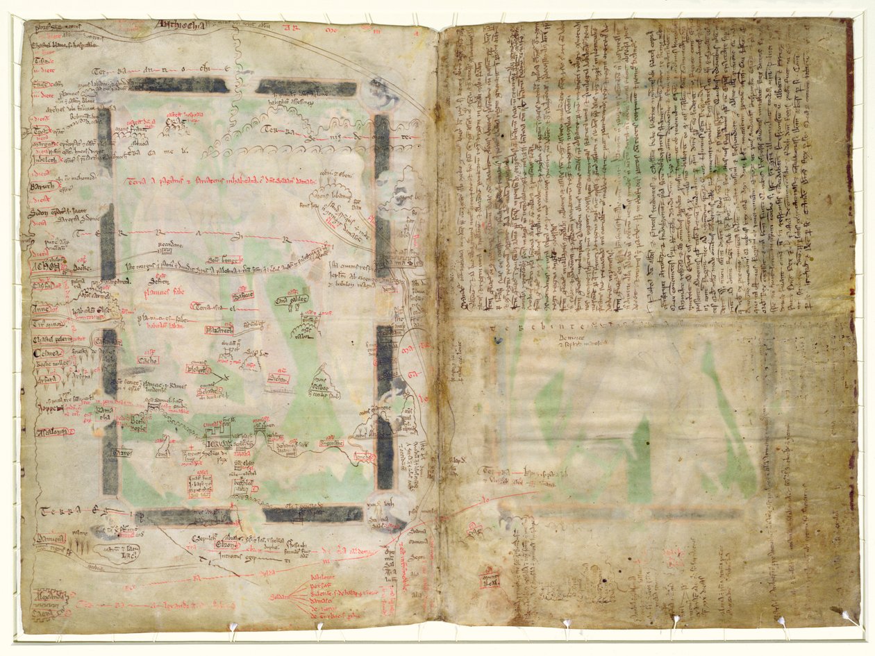 MS CCC 2* f.2v Mapa de Palestina (pergamino) de Matthew Paris