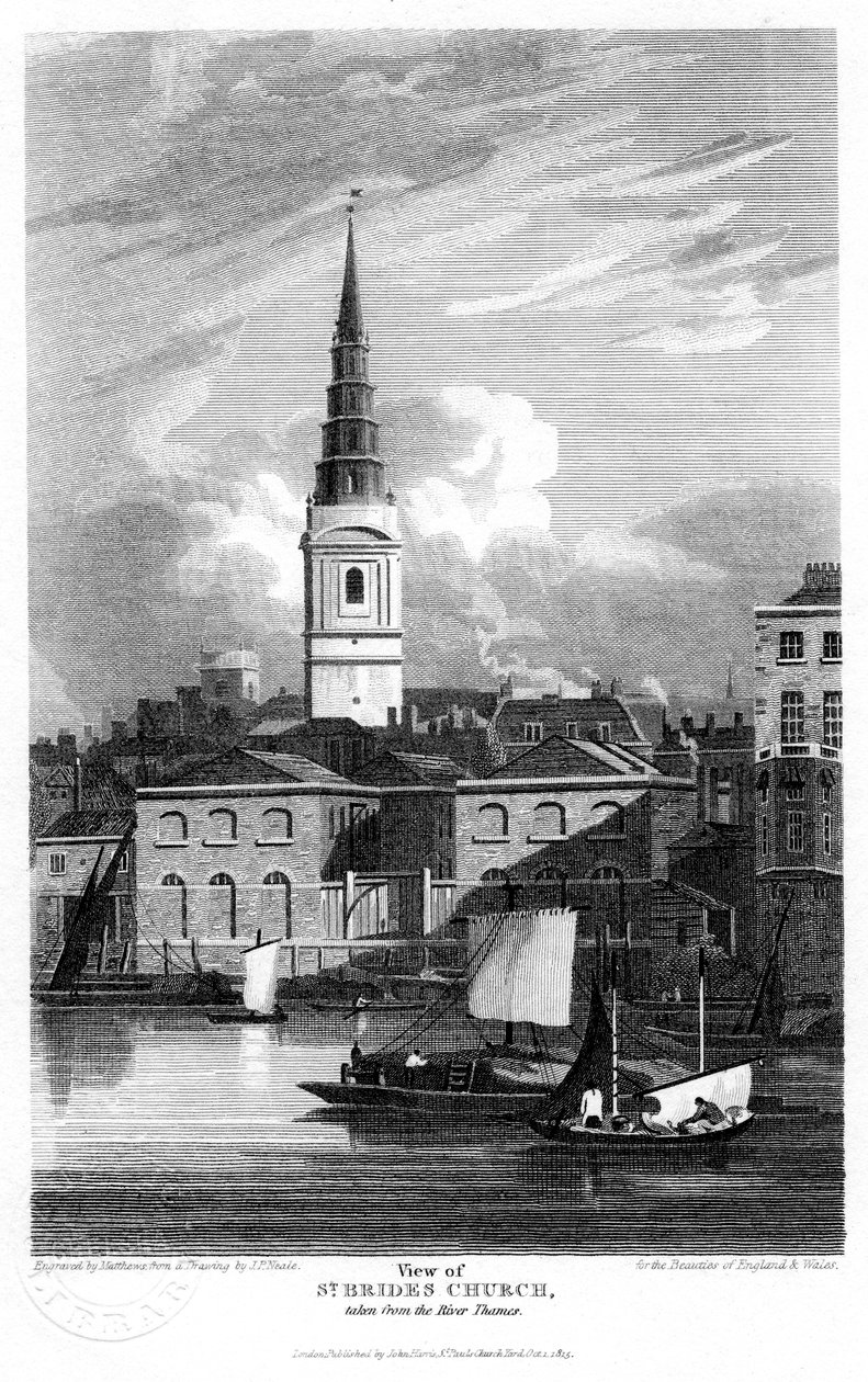 Iglesia de St Bride, Londres, 1815 de Matthews