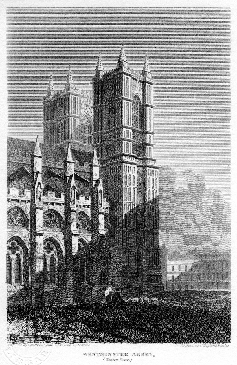 Torres occidentales, Abadía de Westminster, Londres, 1815 de Matthews