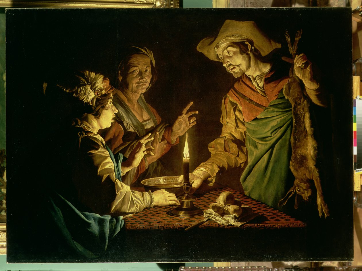 Esaú y Jacob, 1640s de Matthias Stomer