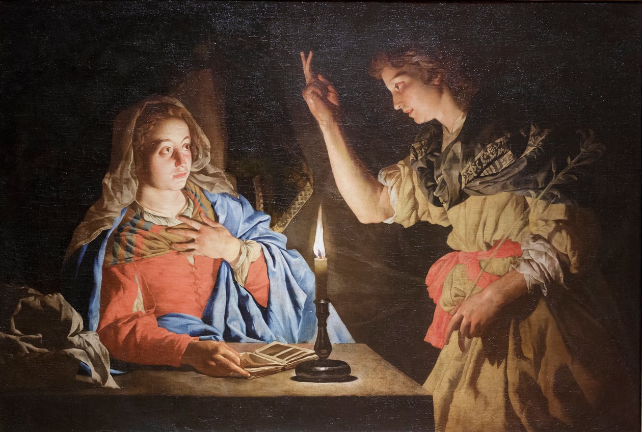 Anunciación de Matthias (c.1600 p.1650) Stomer
