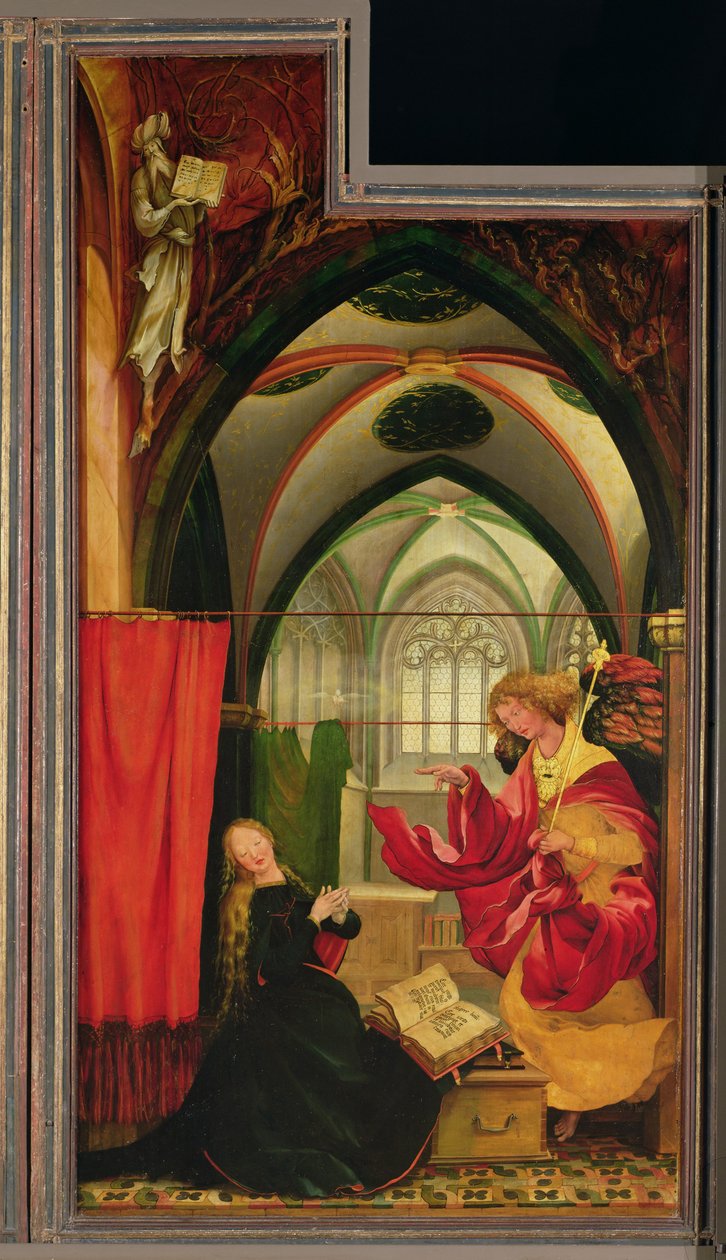 El retablo de Isenheim. Ala izquierda: Anunciación de Matthias Grünewald