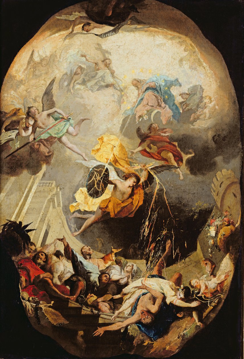 La Orden Dominicana Superando la Herejía, 1750 de Mattia Bortoloni