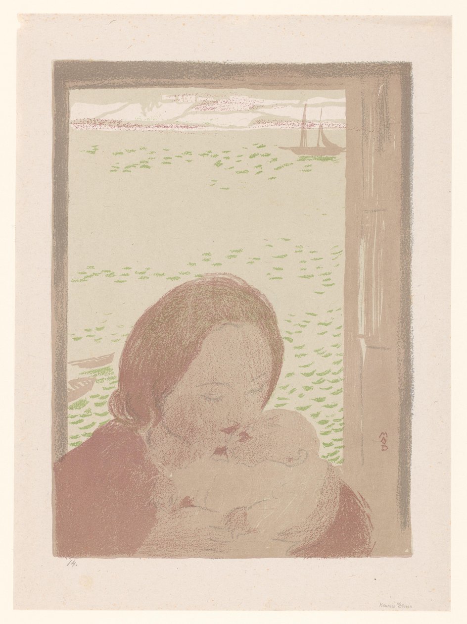 Madre con su bebé frente a una ventana de Maurice Denis
