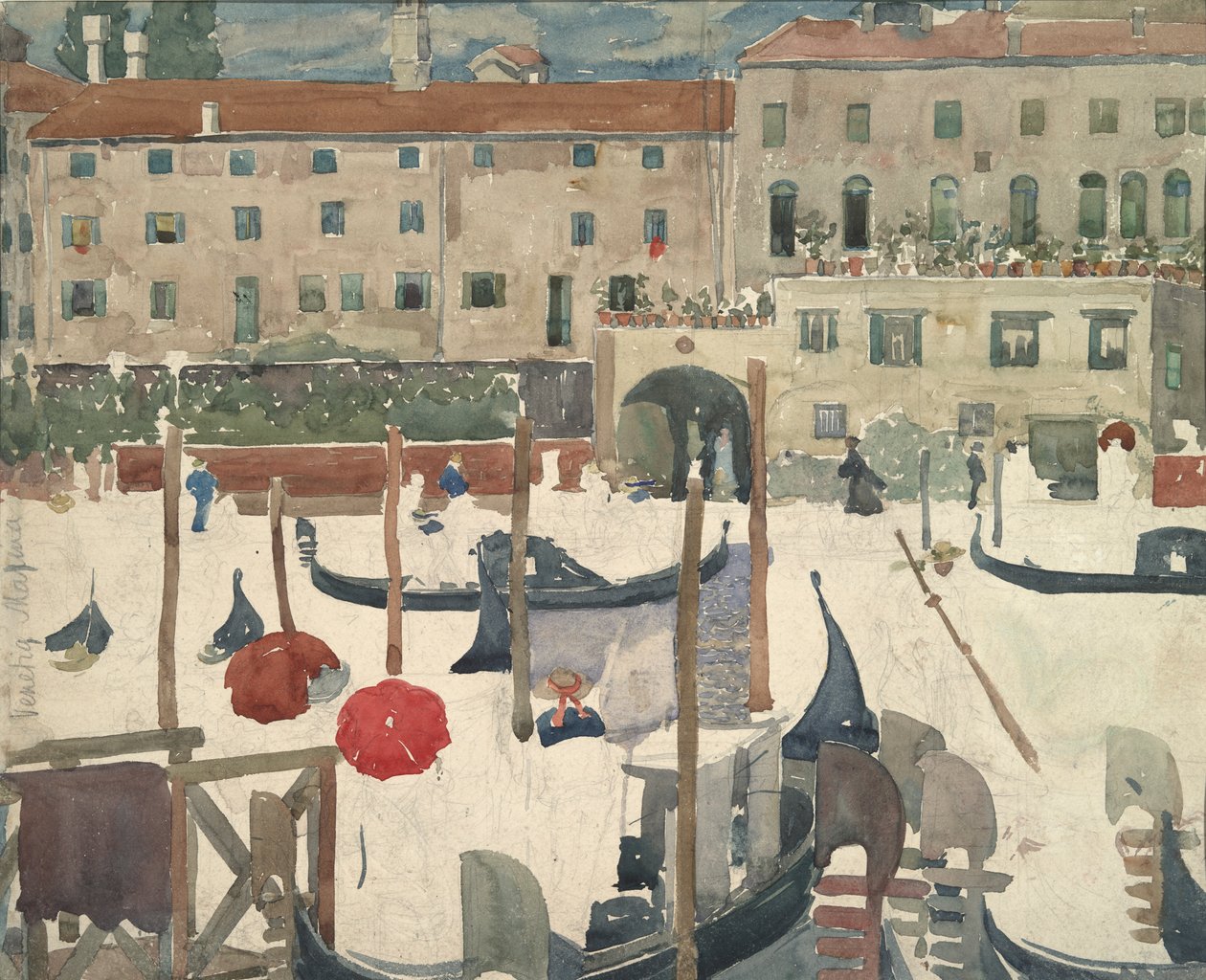 El Quai, Venecia (anverso); Venecia Marina (verso) de Maurice Brazil Prendergast