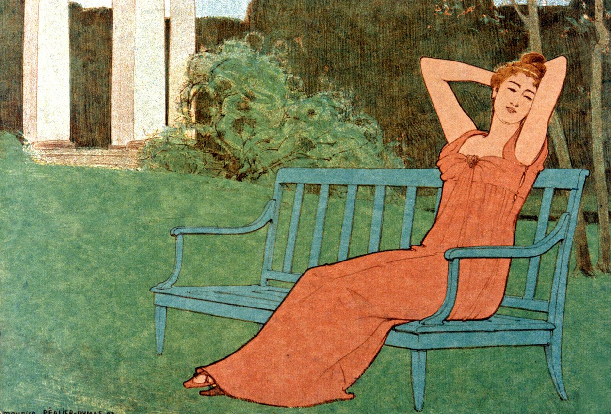 Mujer en un jardín de Maurice Realier Dumas