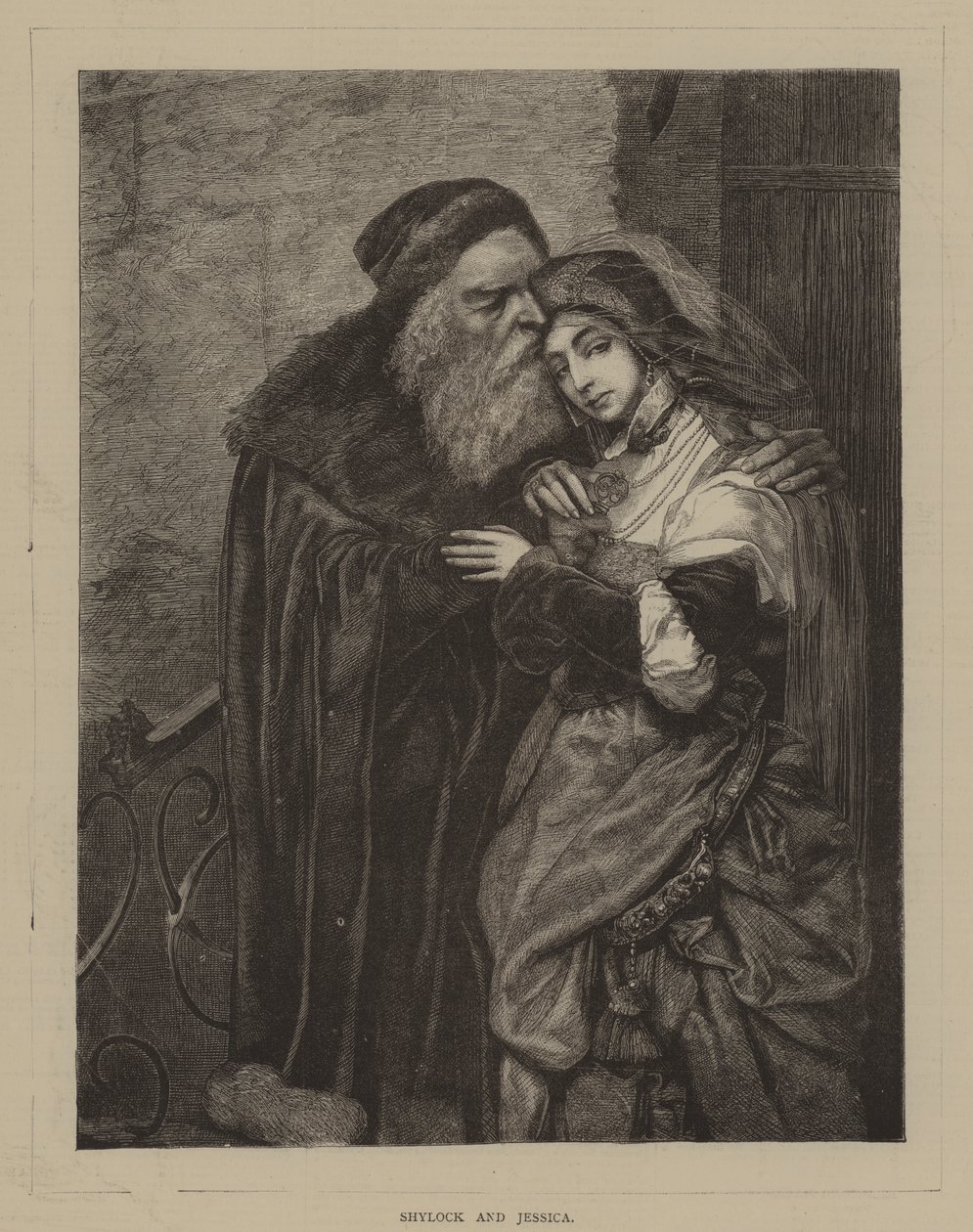 Shylock y Jessica (grabado) de Maurycy Gottlieb