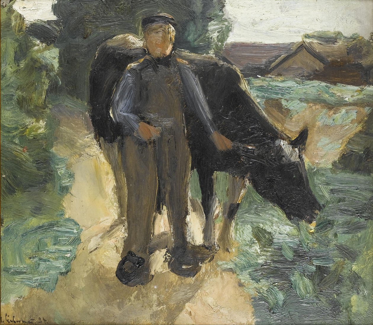 Un campesino con su vaca de Max Liebermann
