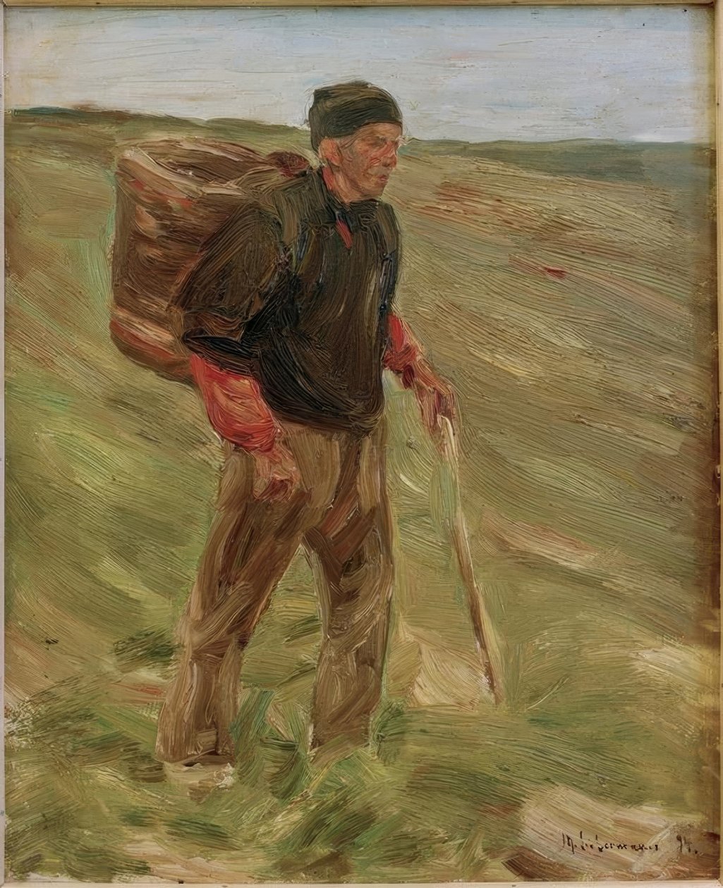 M. Liebermann, Estudio para campesino con cesto de Max Liebermann
