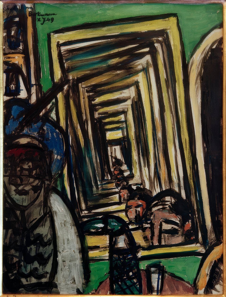 Interior de Café con Espejo de Juego de Max Beckmann