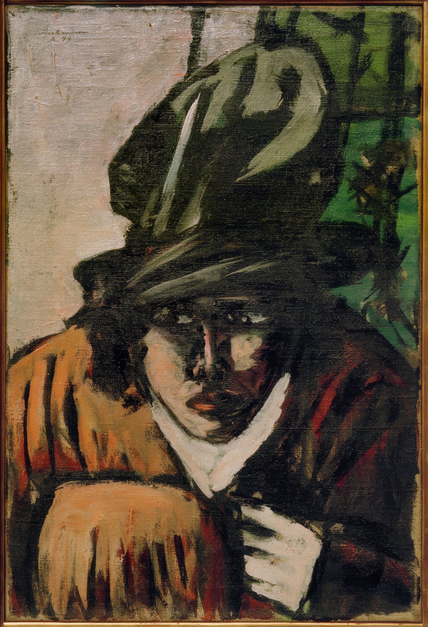 Mujer con sombrero y manguito de Max Beckmann