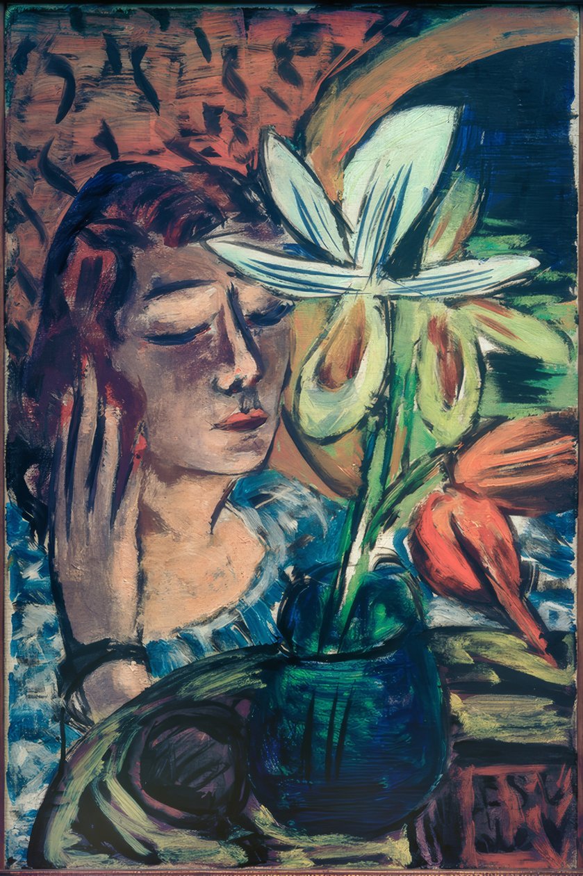 Mujer con orquídea de Max Beckmann