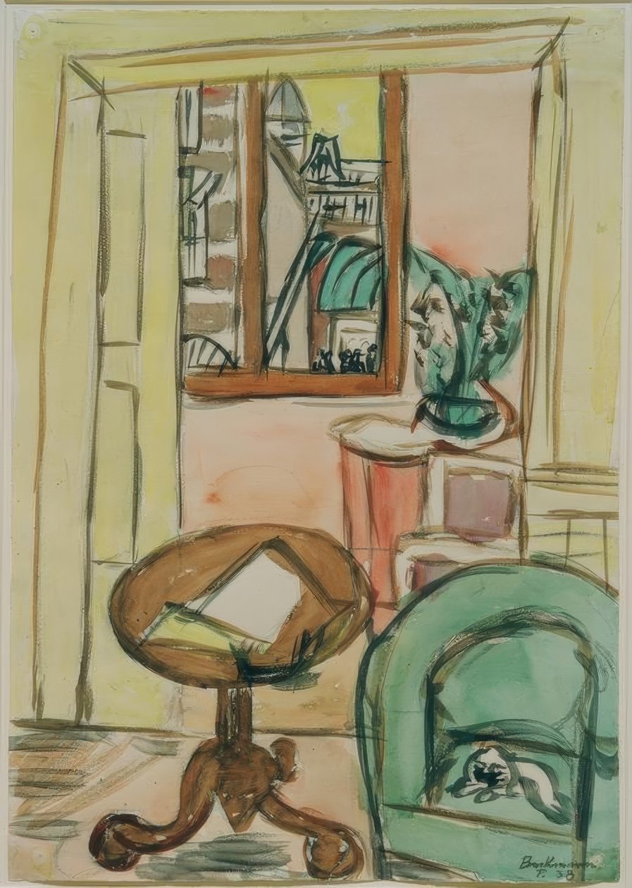 Interior con mesa redonda de Max Beckmann