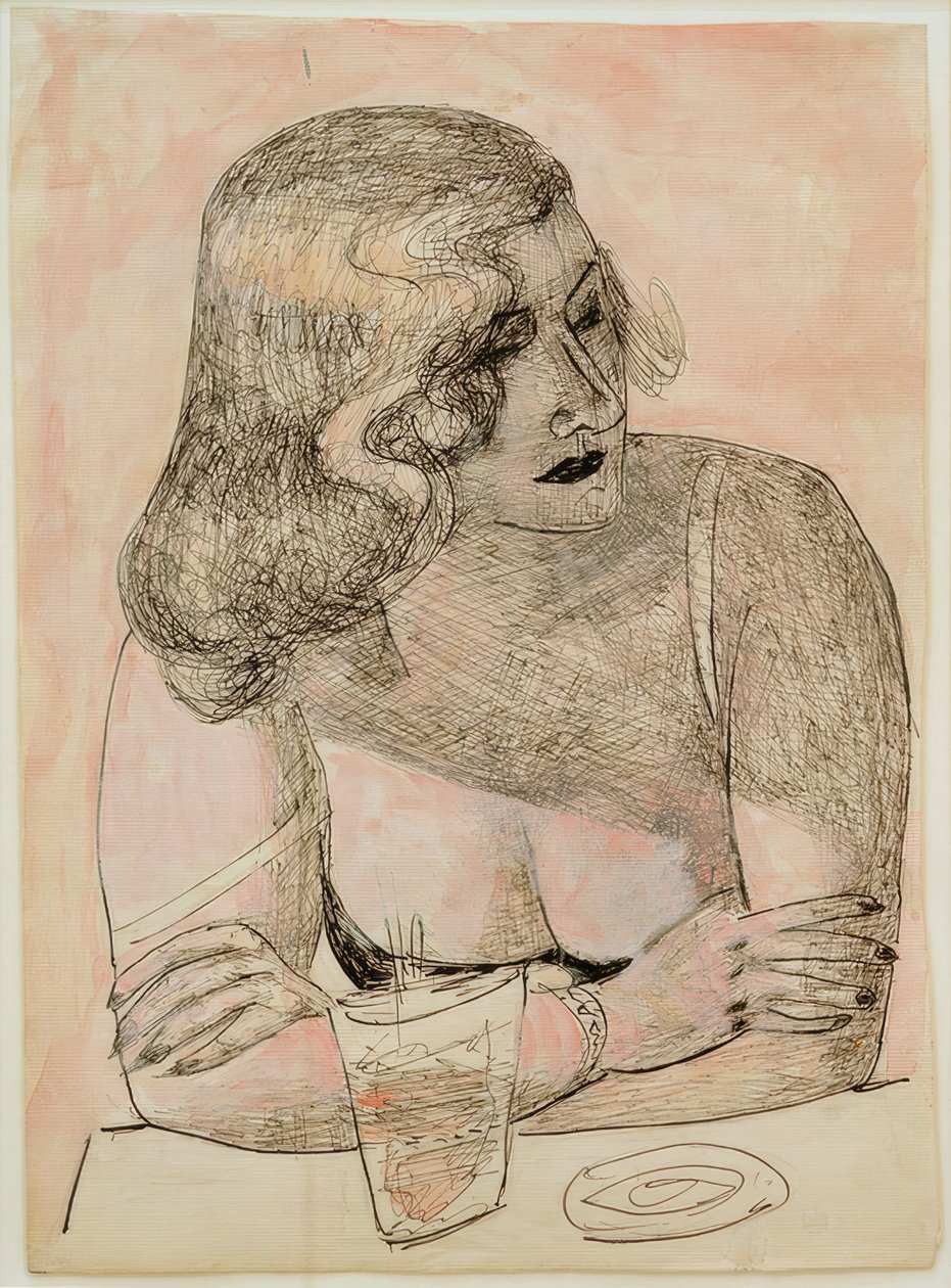 Joven mujer con vaso de Max Beckmann