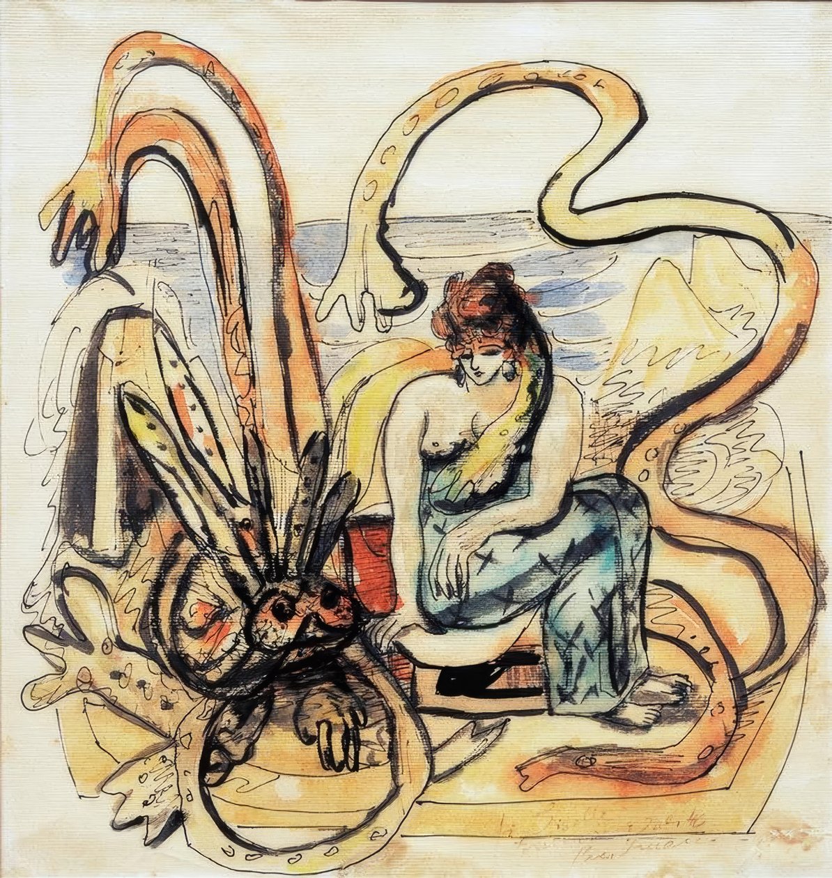 Virgen con la bestia (Mujer con tritón) de Max Beckmann