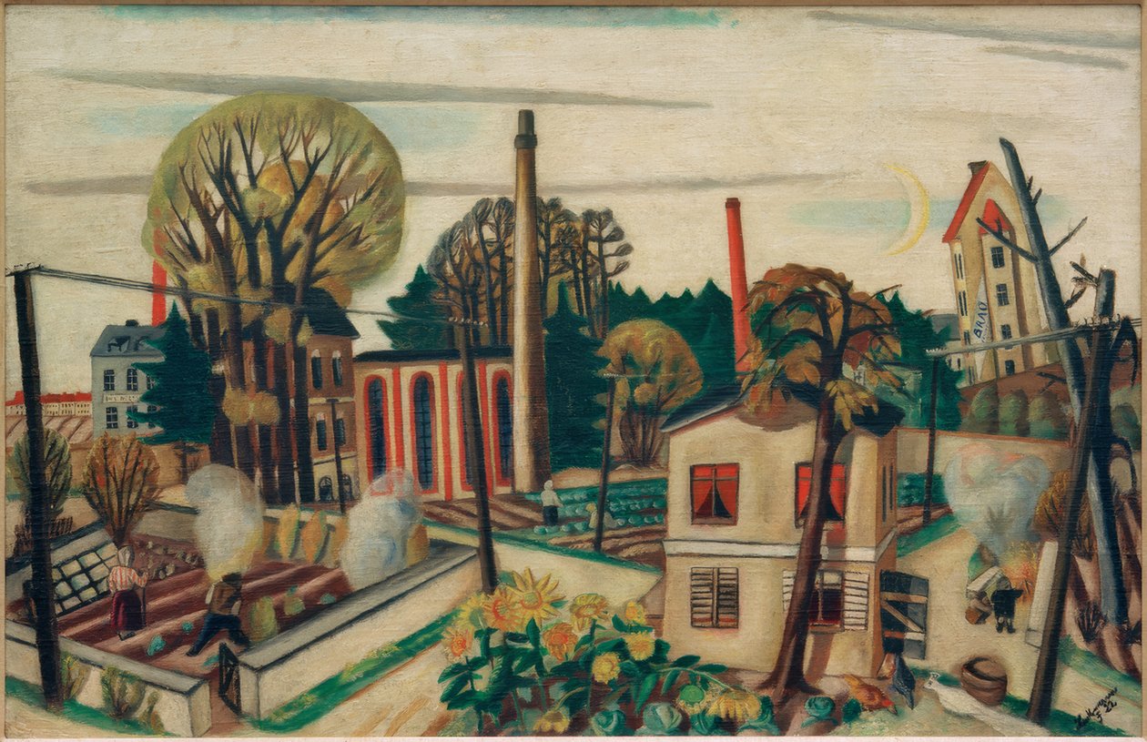 Paisaje cerca de Frankfurt, con fábrica de Max Beckmann