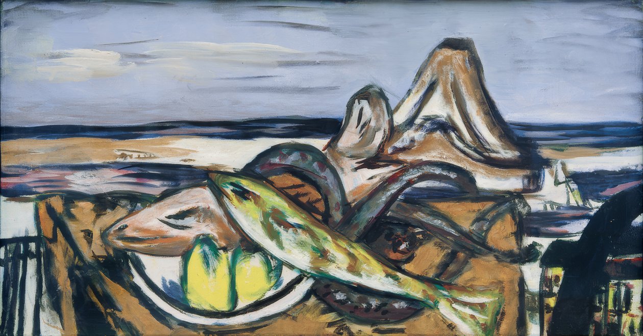 Paisaje con frutos del mar de Max Beckmann