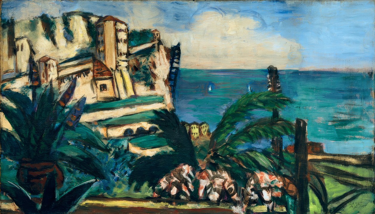 Paisaje de la Riviera con rocas de Max Beckmann
