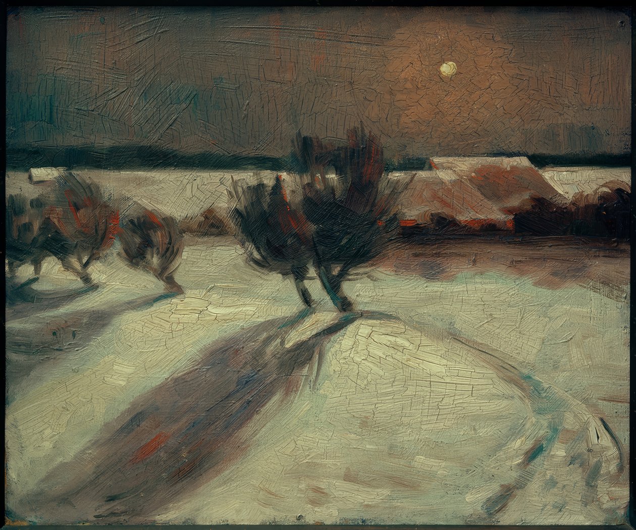 Paisaje nevado a la luz de la luna de Max Beckmann