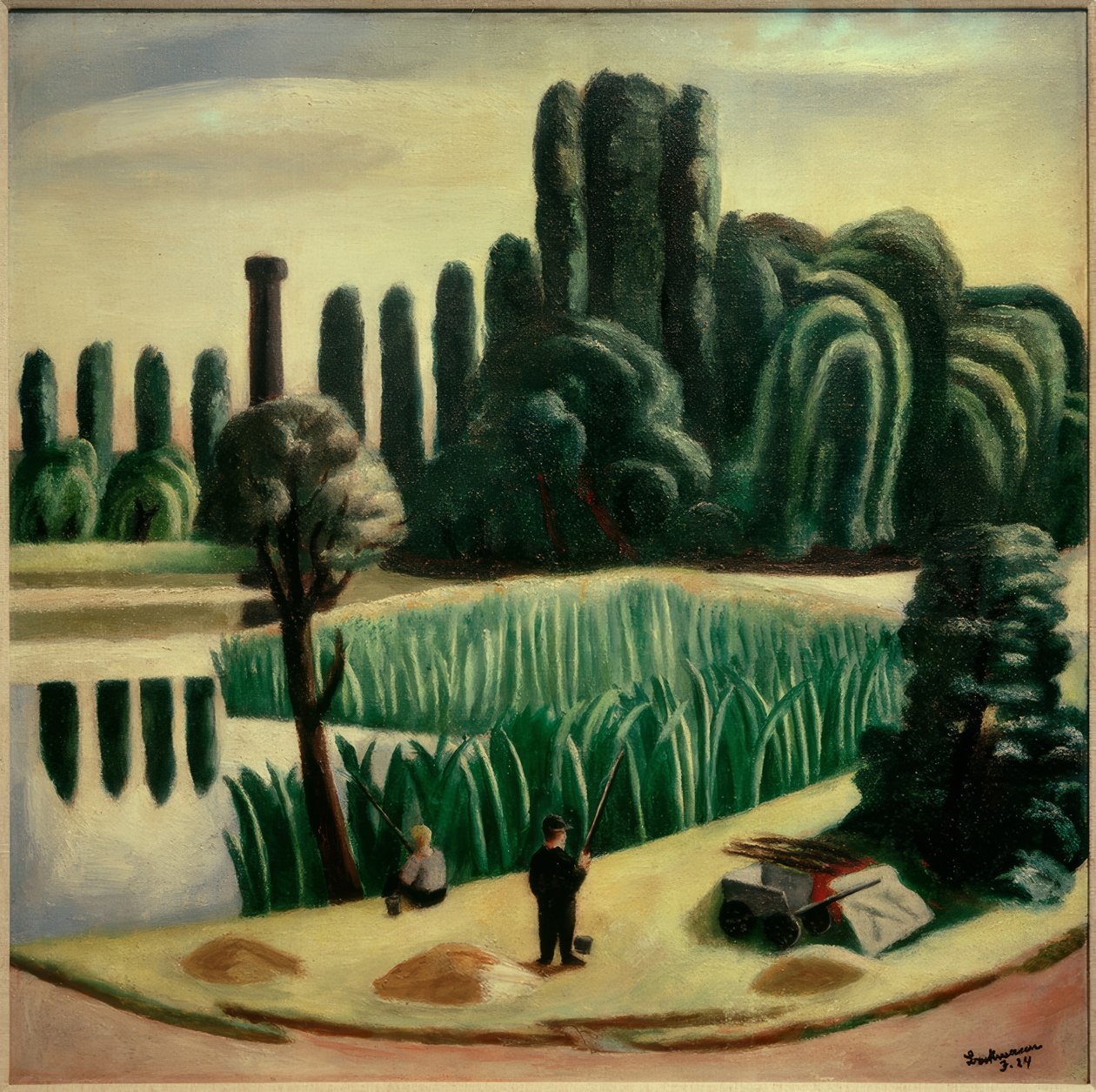 Paisaje marino con álamos de Max Beckmann