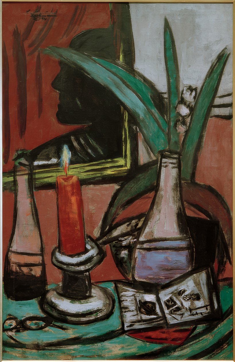 Autorretrato en el gran espejo con vela de Max Beckmann