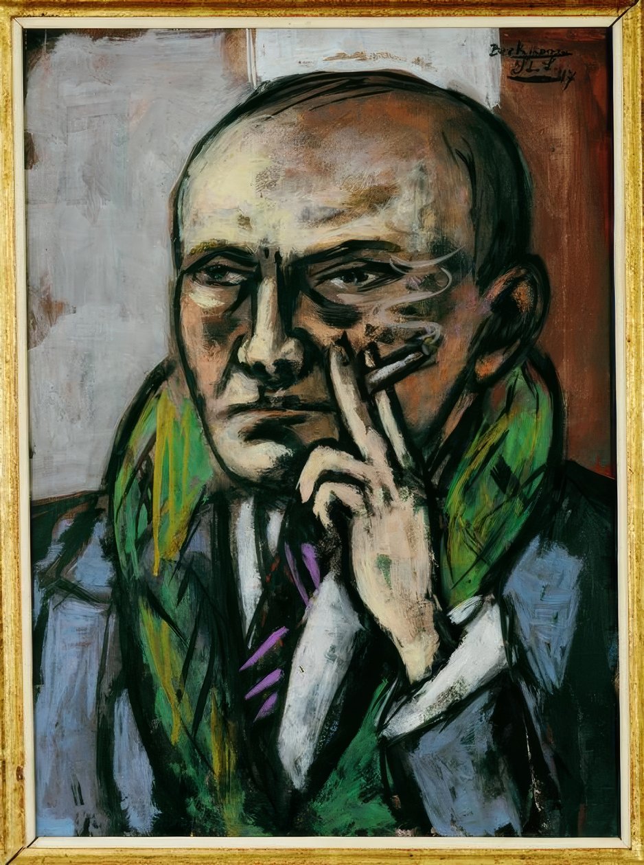 Autorretrato con cigarrillo de Max Beckmann