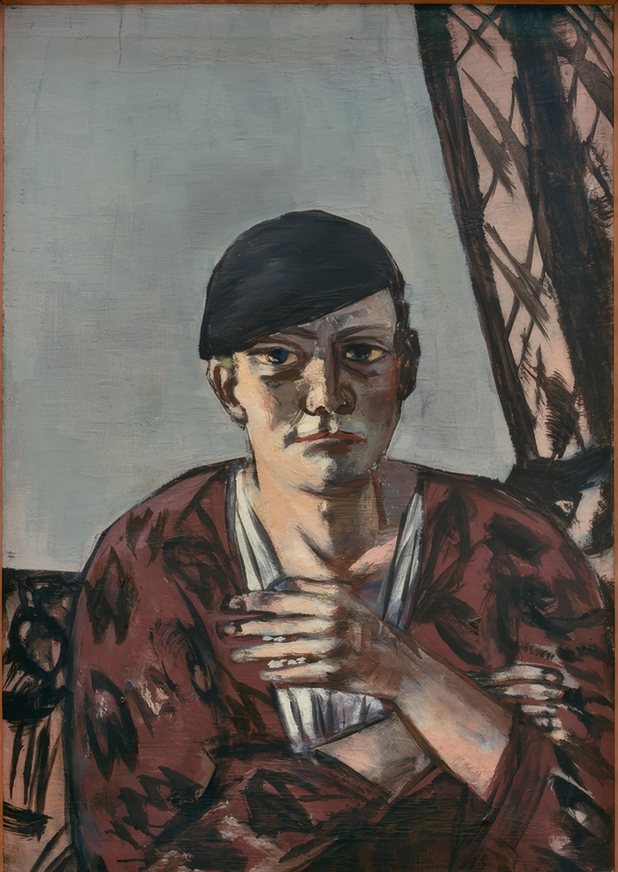 Autorretrato con gorra negra de Max Beckmann