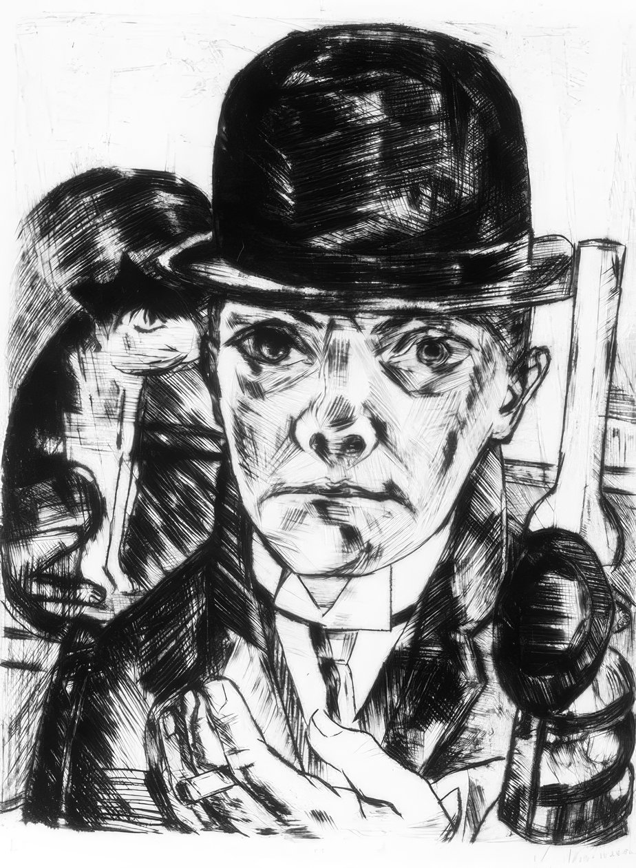 Autorretrato con sombrero rígido de Max Beckmann
