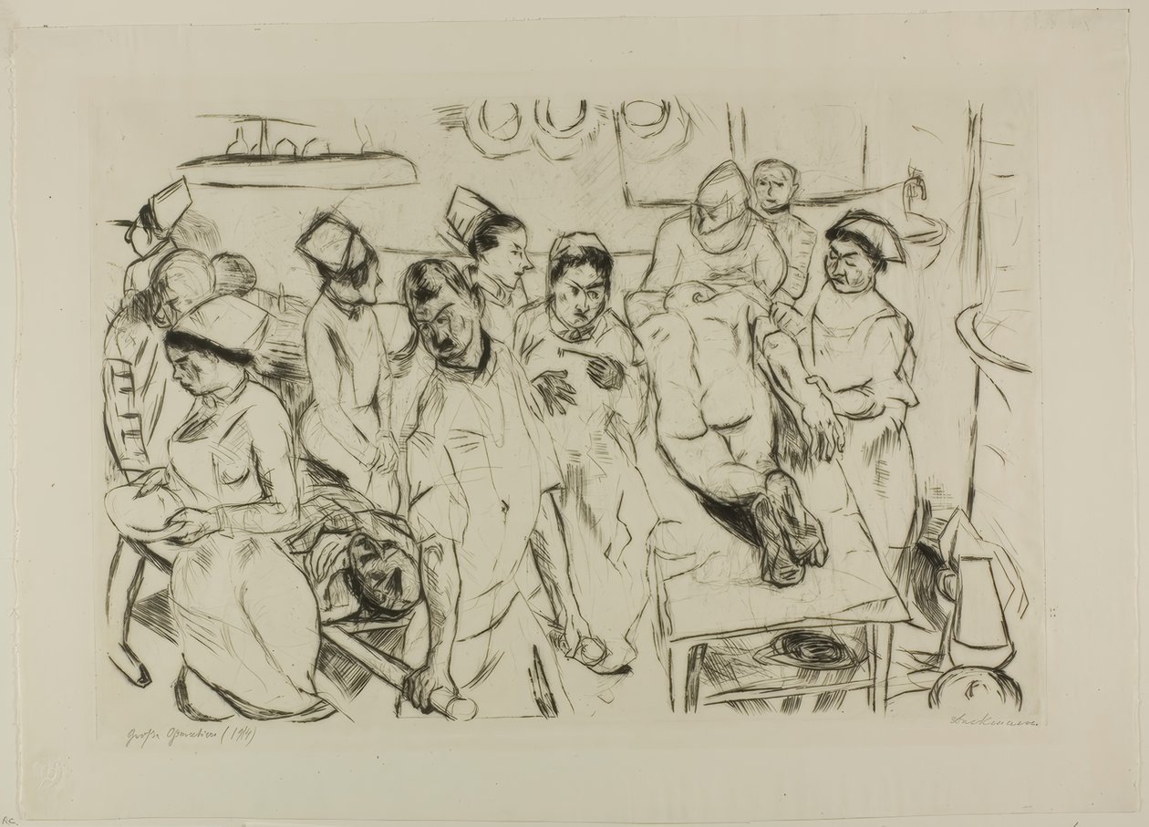 La gran operación, lámina dieciocho de Gesichter de Max Beckmann