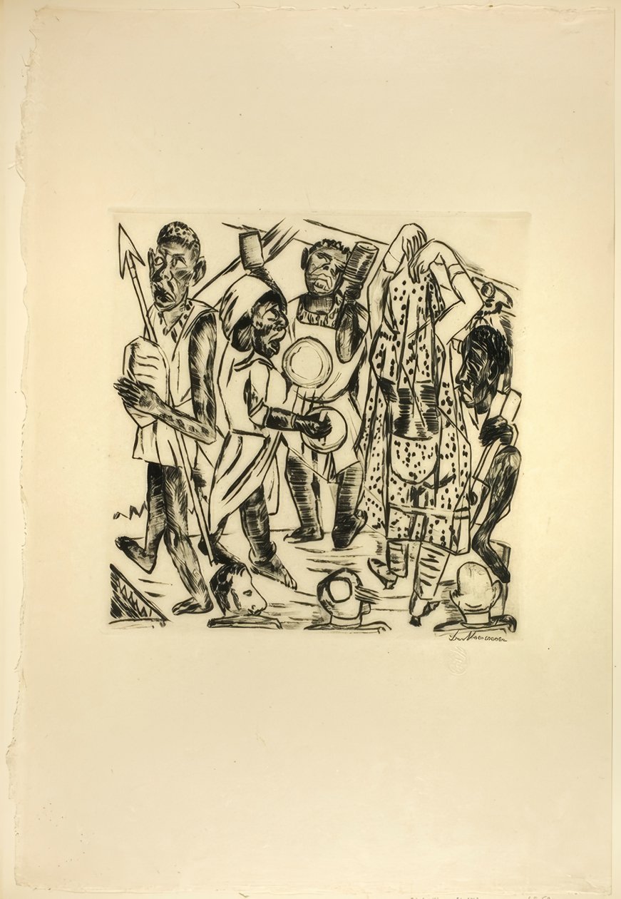 El Baile del Negro, lámina nueve de Jahrmarkt de Max Beckmann