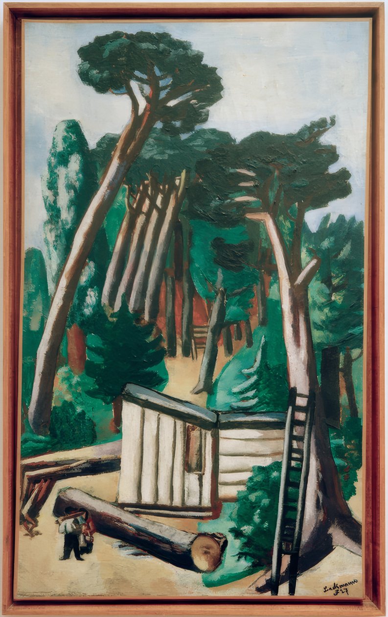 Paisaje forestal con leñadores de Max Beckmann