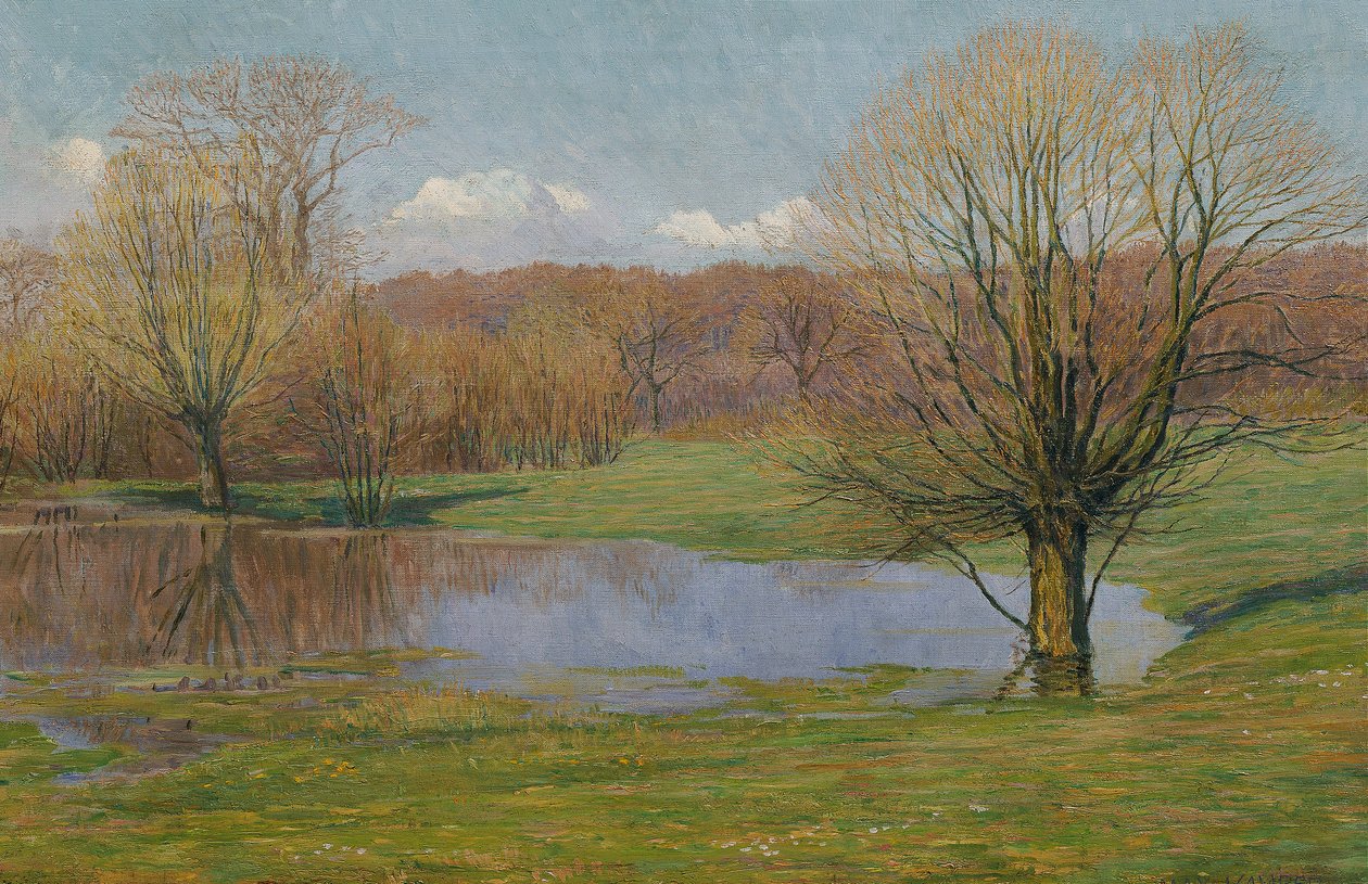 Paisaje de pradera a principios de primavera de Max Kahrer