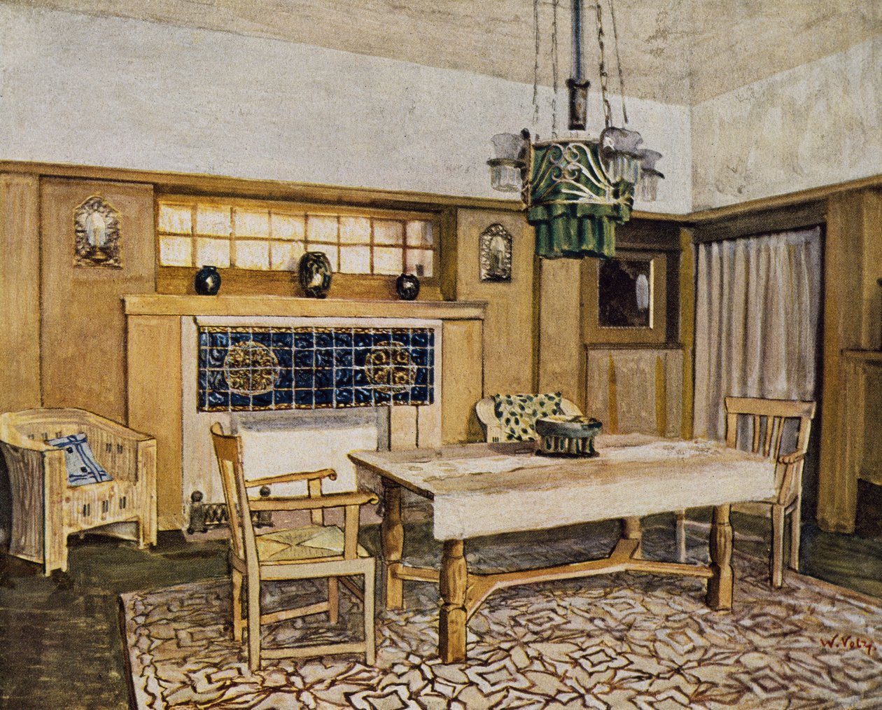 Comedor en Karlsruhe, siglo XX (dibujo) de Max Laeuger